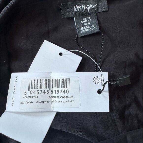 Nasty Gal Women’s Black One-Shoulder Asymmetrical Mini Dress Size 8 Twisted - Picture 10 of 11